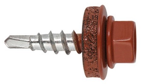 Șurub autoforant cap hexagonal cu șaibă cauciucată și vârf redus